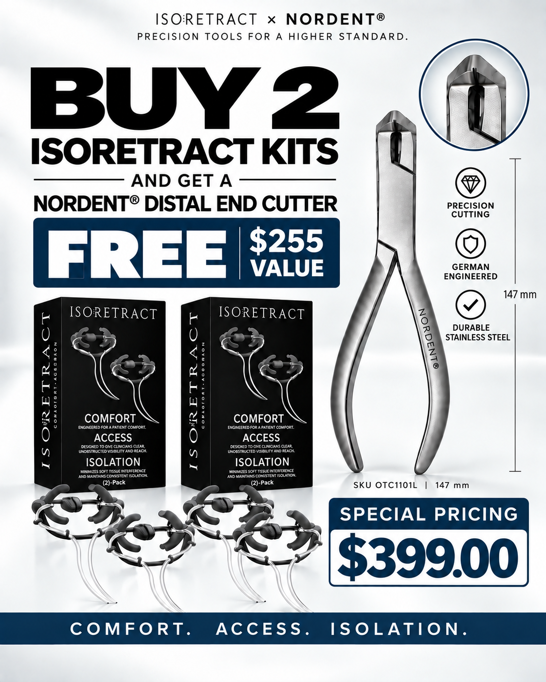 2 ISORETRACT Pairs (4 Systems) + FREE Nordent® Distal End Cutter
